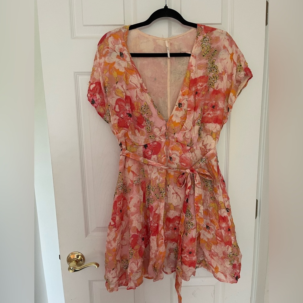 Free People Floral Pink and Orange Dress